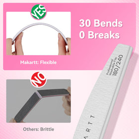 Makartt flexible crack-resistant emery boards bend up to 30 times for precise filing