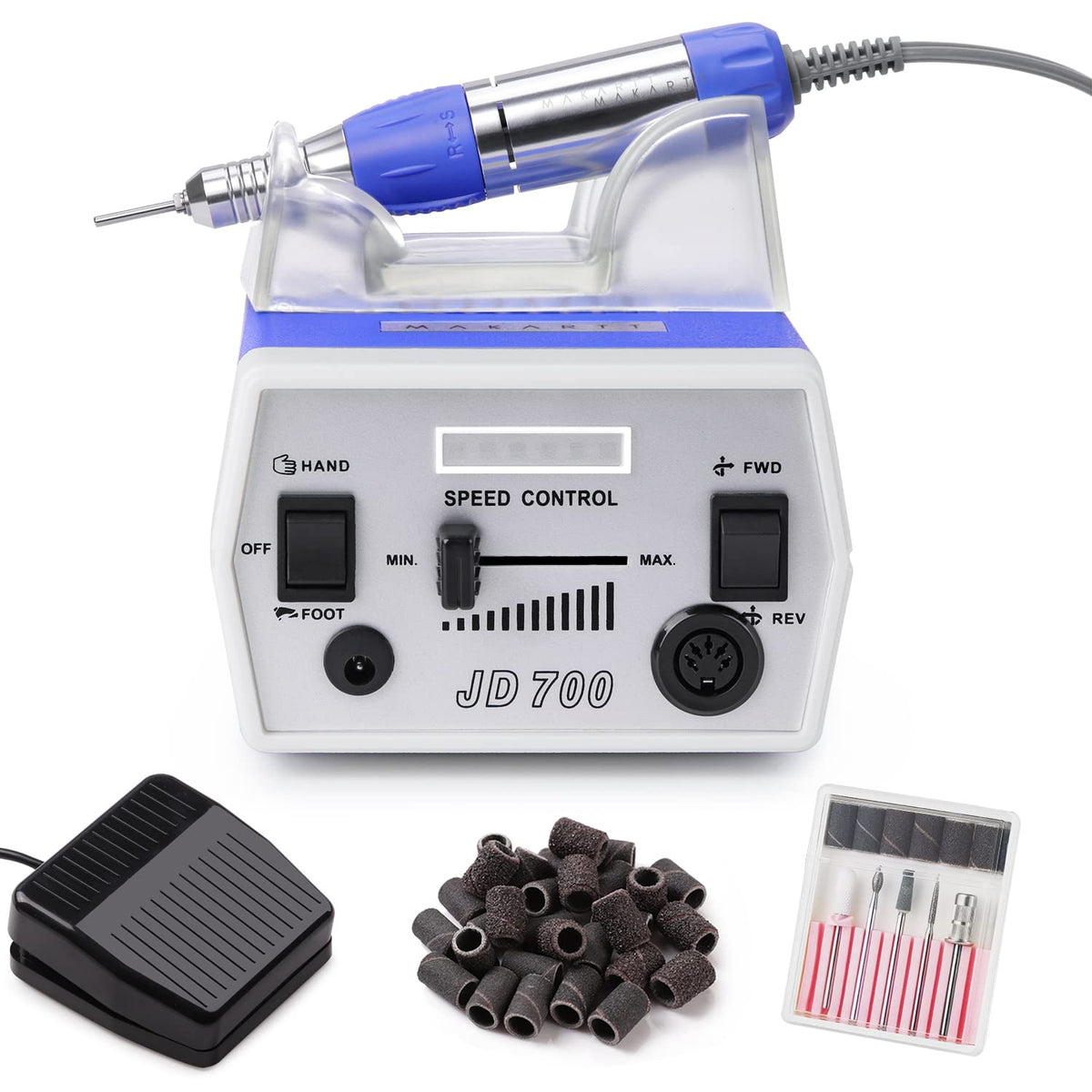Makartt JD700 nail drill front view highlighting compact design for precise filing and comfortable grip
