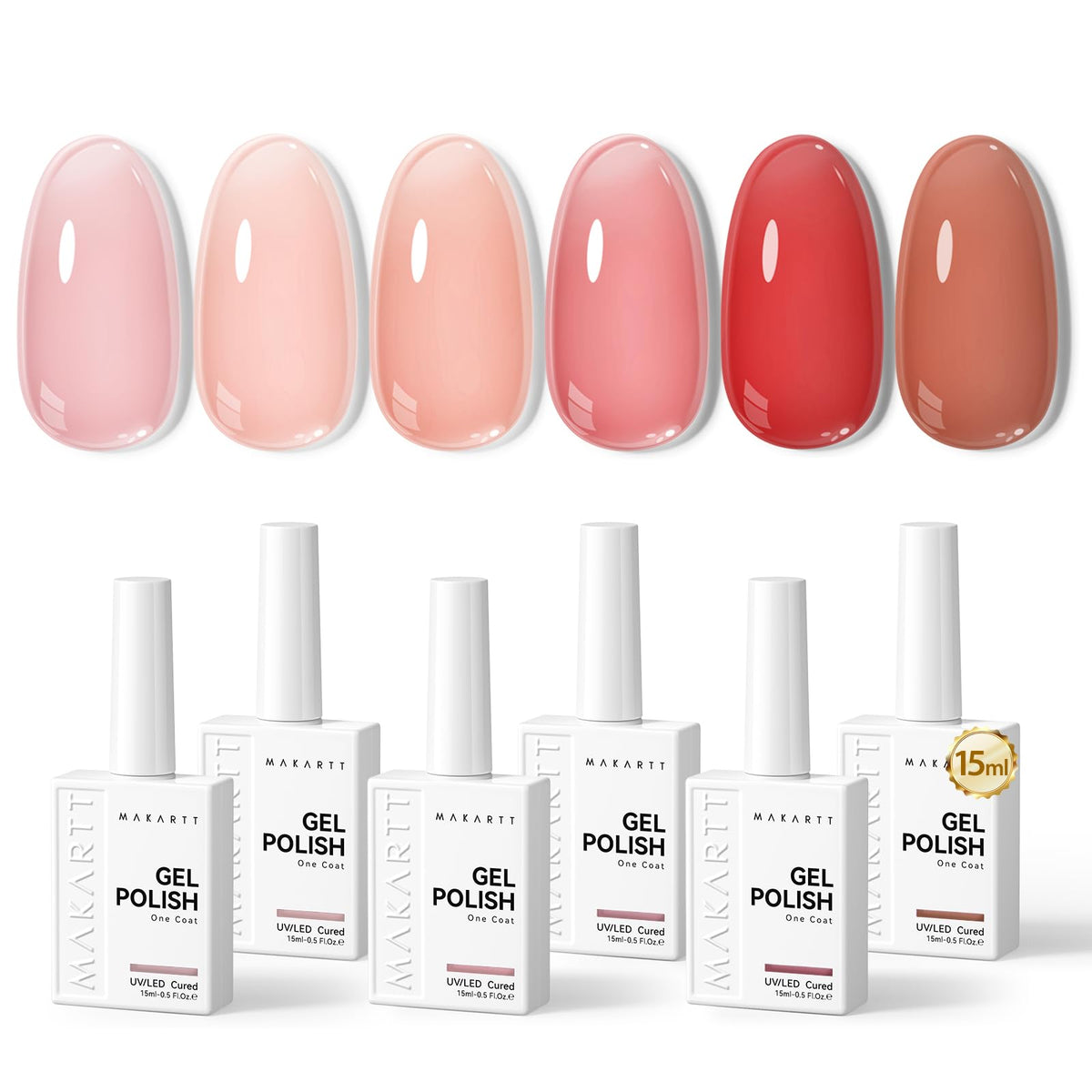 Makartt Jelly Pink Nude Red Set bottles shown for versatile nude-pink manicure.