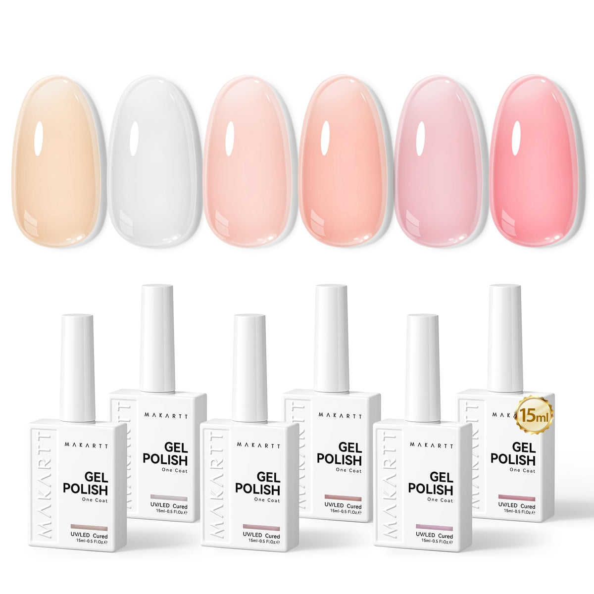 Makartt Jelly White Pink Nude pack shot showcases six versatile colors.