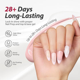 Makartt Jelly White Pink Nude applying top coat for lasting shine.