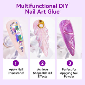 Makartt Nail Art 3D rhinestones bonded on nails with glue