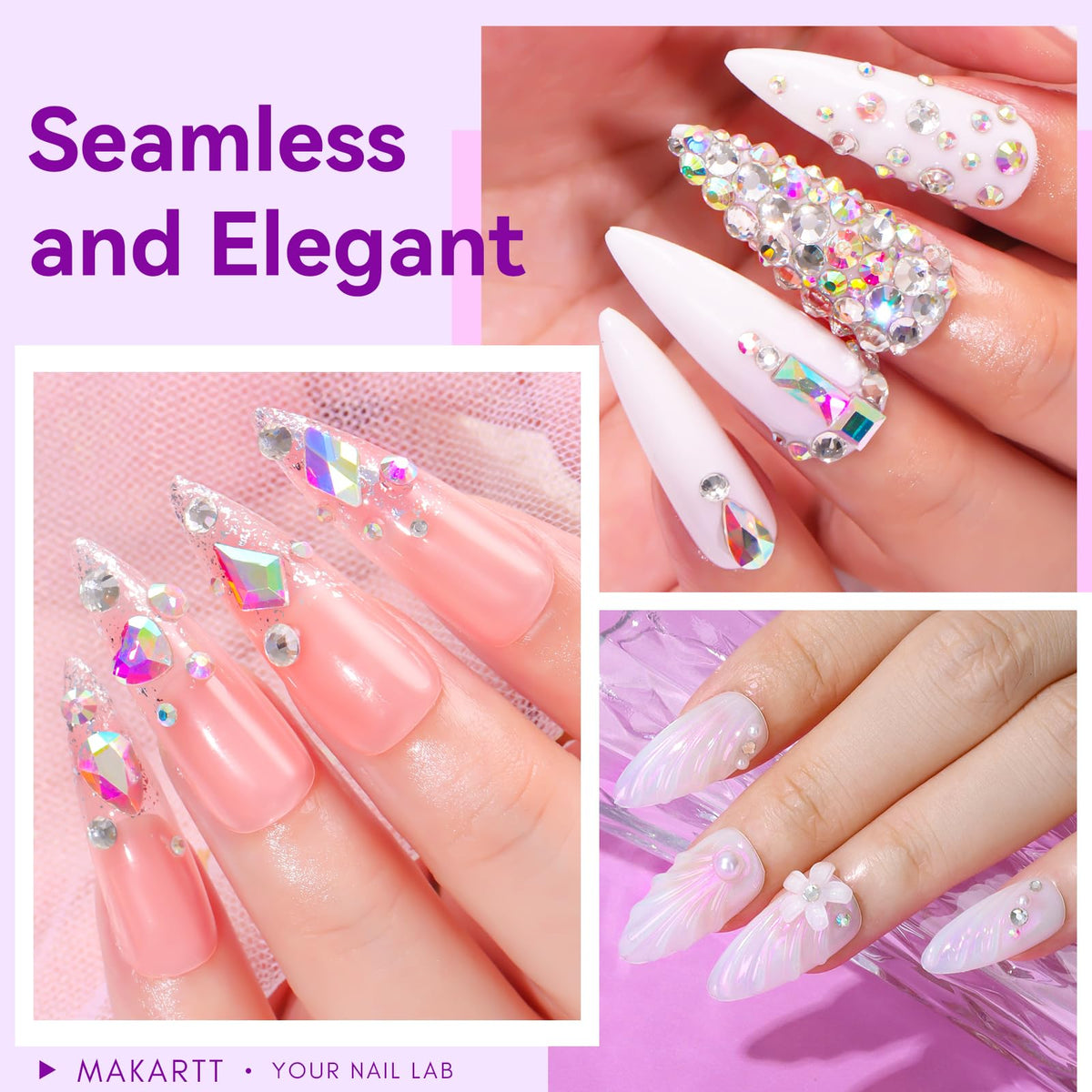 Makartt Nail art gems bonding process showing secure attachment