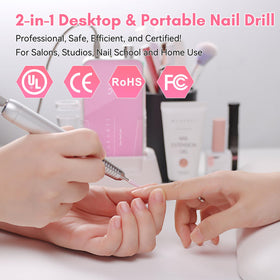 Makartt Nail Drill handpiece ready for shaping acrylics with smooth rotation.