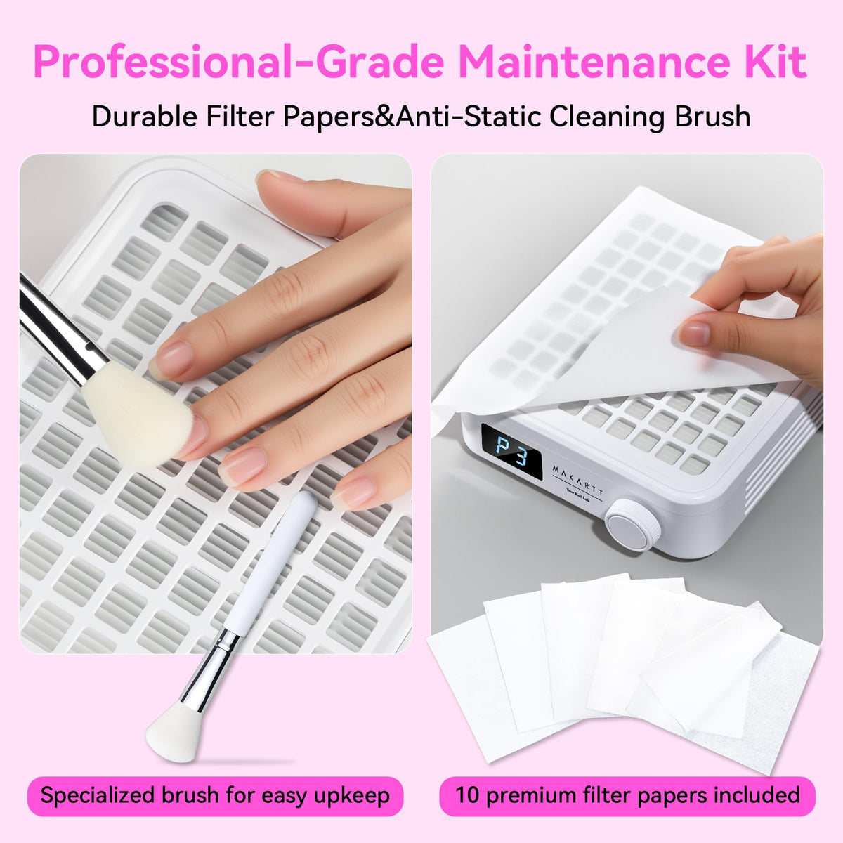 Makartt box with 10 disposable filters and a magnetic cover for quick maintenance