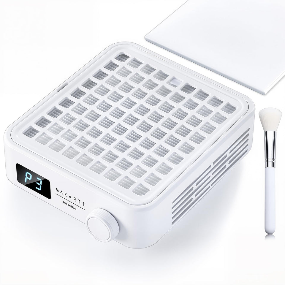 Makartt nail dust collector front view showing strong suction for clean acrylic work