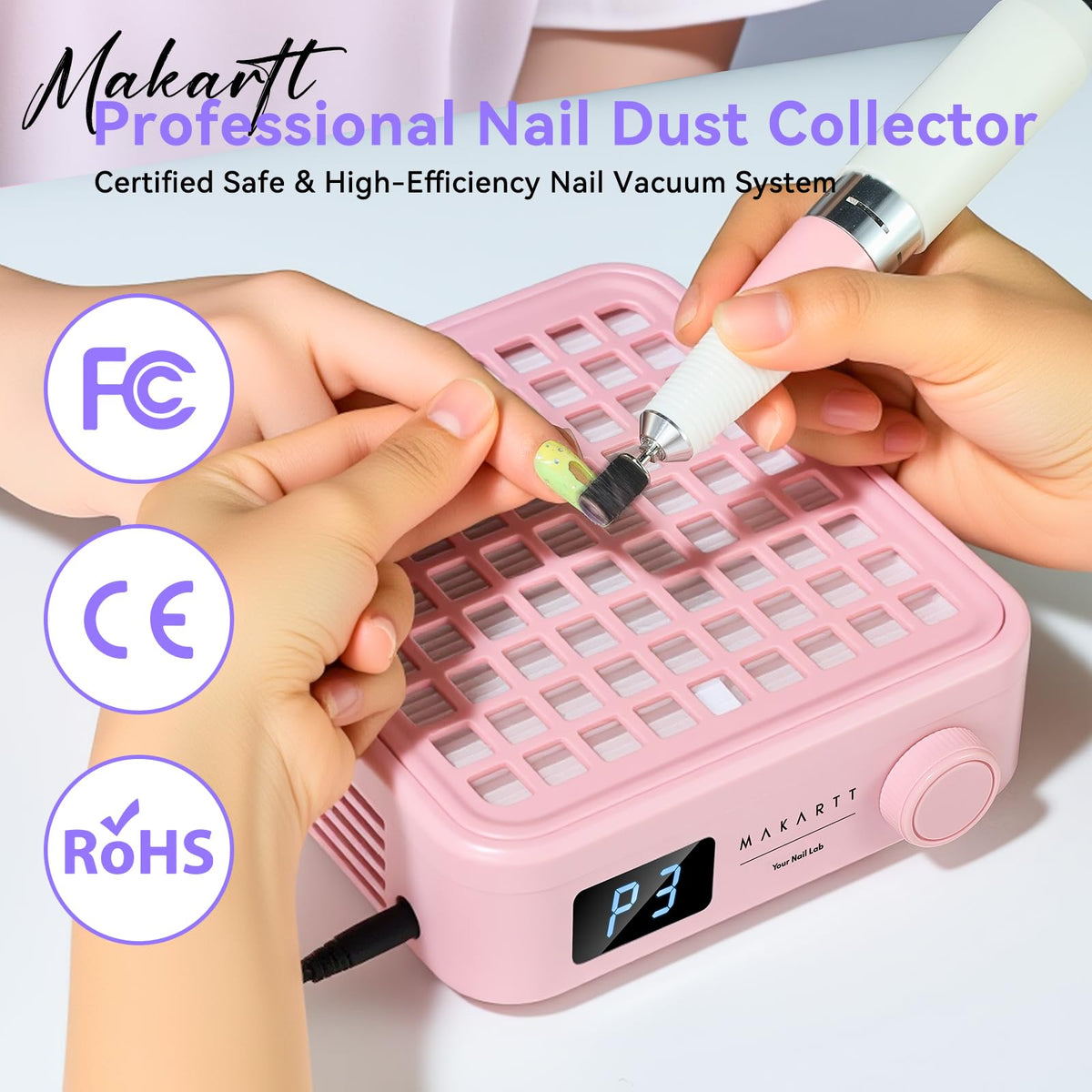 Makartt Nail Dust Collector reusable filter with magnetic cover for easy maintenance