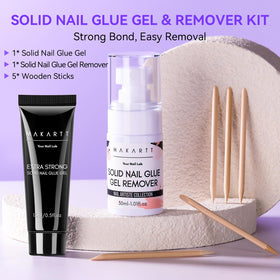 Makartt nail glue remover solid gel dissolves quickly for easy clean-up.