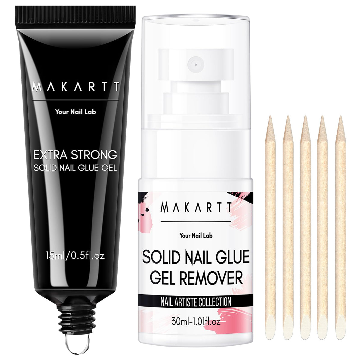 Makartt solid gel nail glue bottle for long-lasting press-on nails.