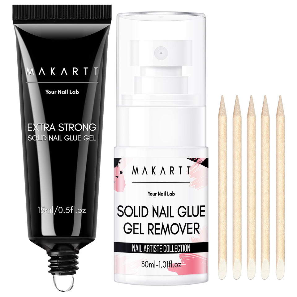 Makartt solid gel nail glue bottle for long-lasting press-on nails.