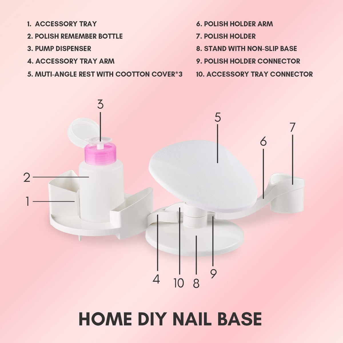 Makartt nail stand detachable tray allows easy cleaning and setup.