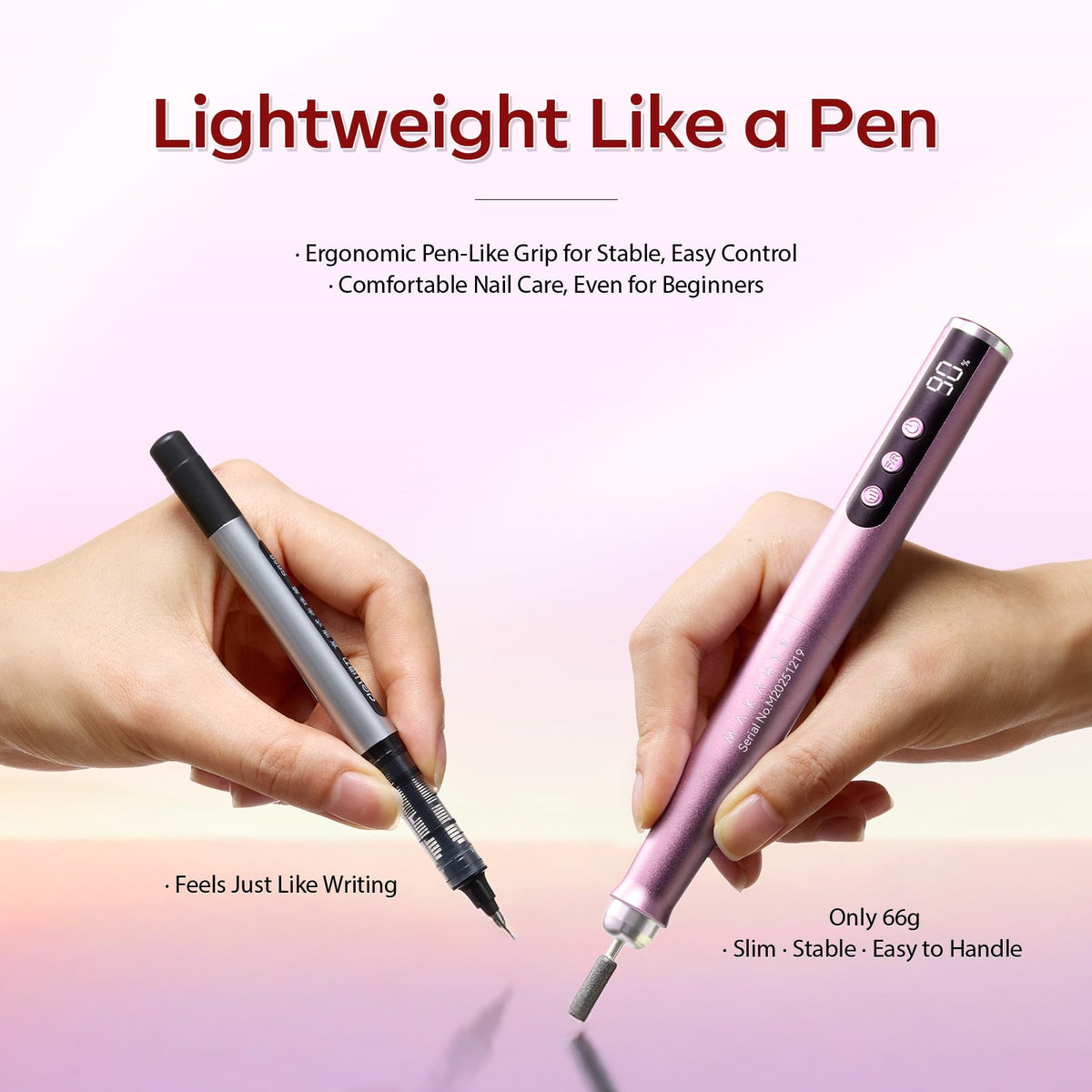 Makartt cordless design enables freedom during home nail sessions.
