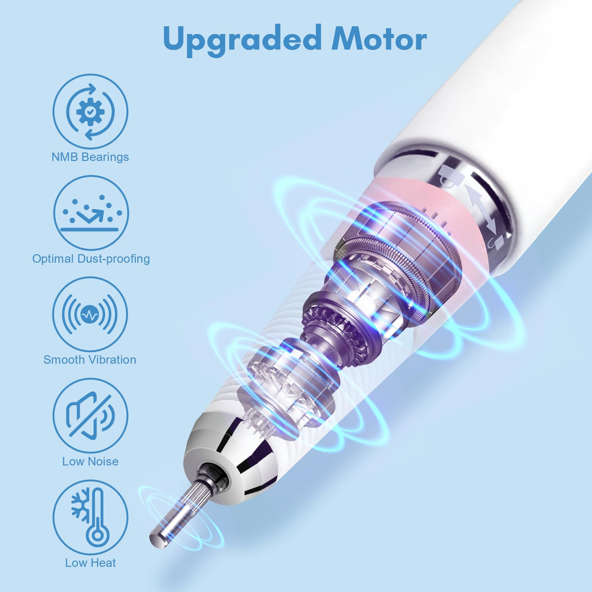 Makartt Perlarie cordless design enables clutter-free nails at home or in salon.