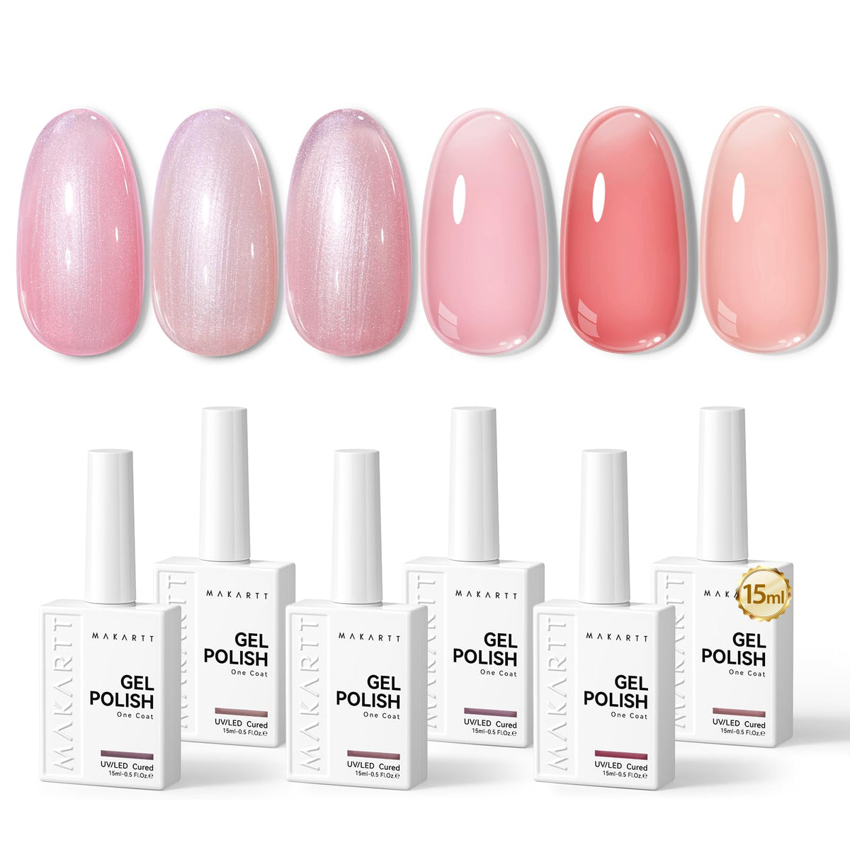 Makartt pink gel polish set with six colors for versatile at-home manicures