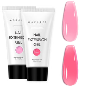 Makartt poly nail gel kit with transparent pink bottle for neutral base and subtle tint options