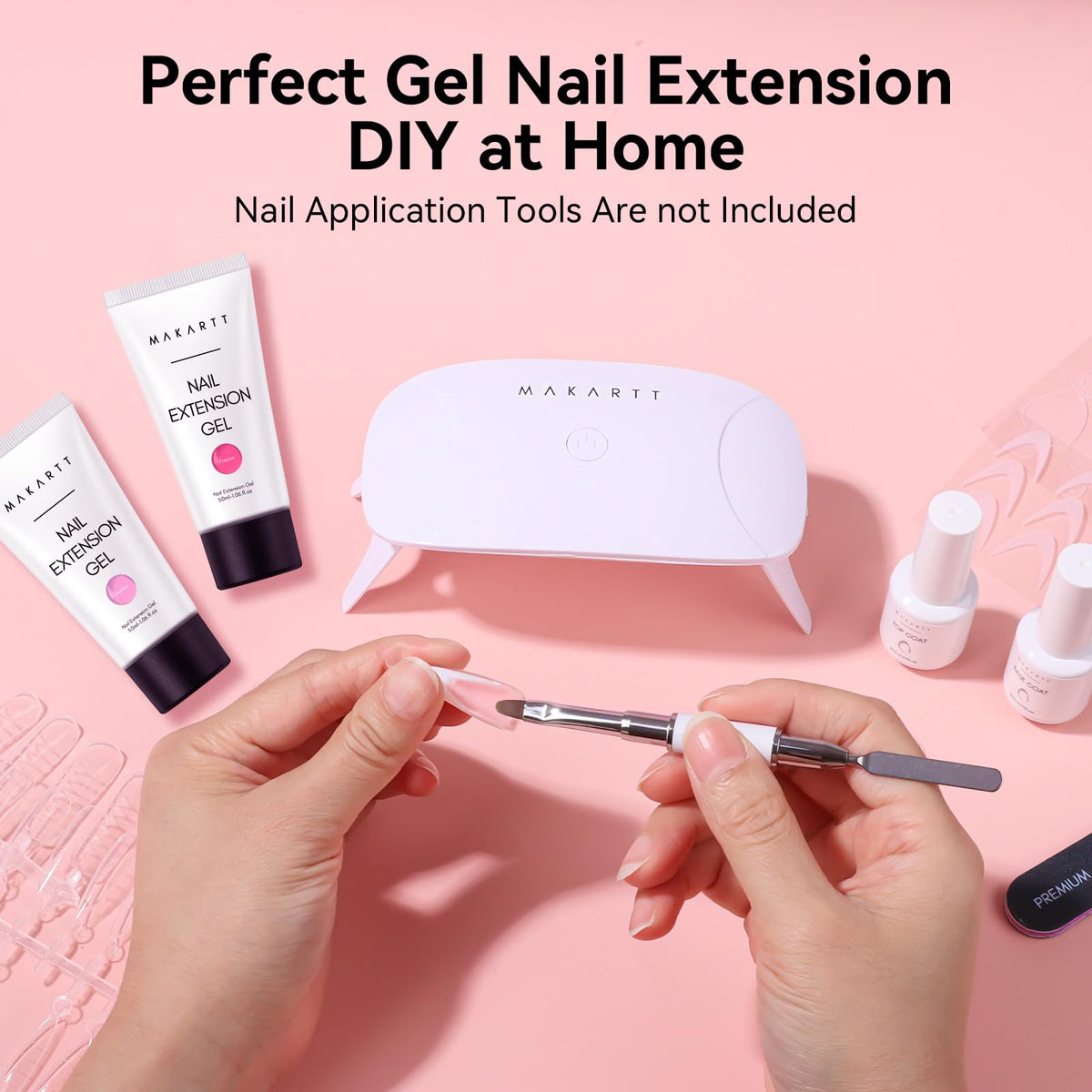 Makartt poly nail gel kit curing with lamp-ready extensions