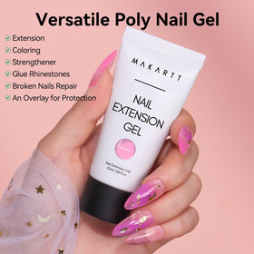 Makartt poly nail gel kit setup image showing dual forms and slip solution