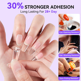 Makartt press-on nails close-up showcasing secure fit and durability.