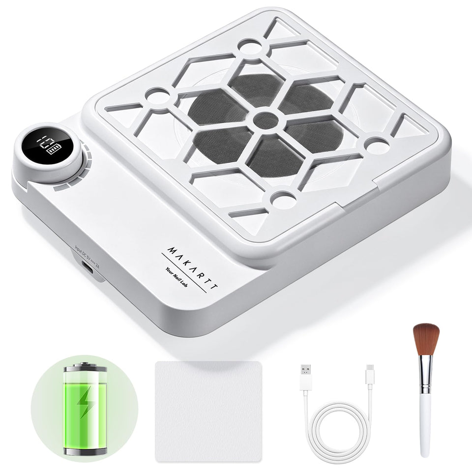 Makartt Rechargeable Nail Dust Collector front view with strong suction for clean work