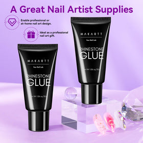 Makartt Rhinestone Glue closeup texture on nail surface