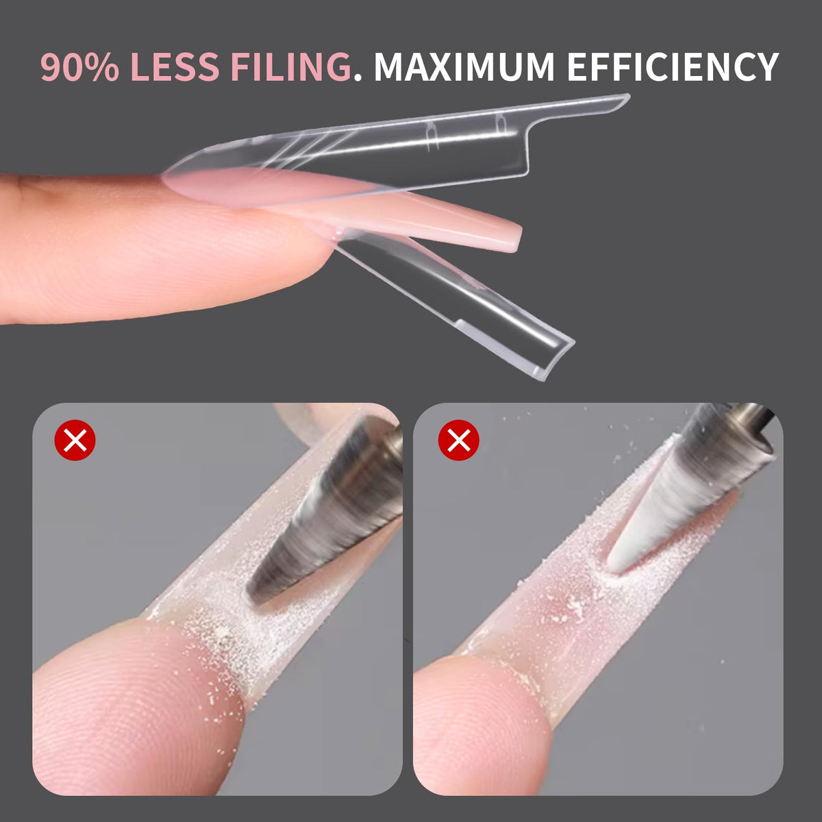 Makartt Sandwich Dual Forms 280pcs across 14 sizes fit a variety of nail widths and lengths.