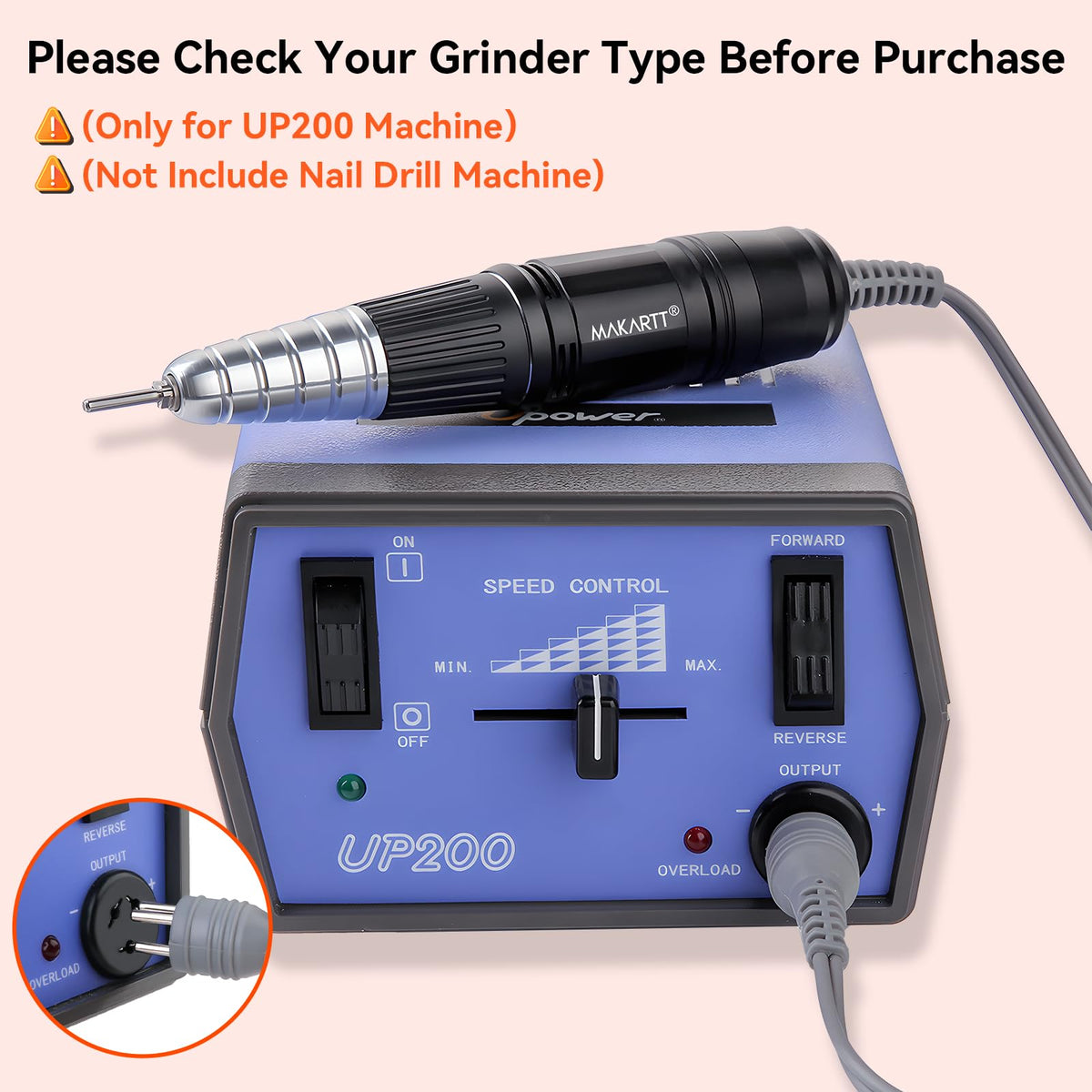 Makartt UP200 handpiece closeup showing ergonomic grip for comfortable polishing sessions.