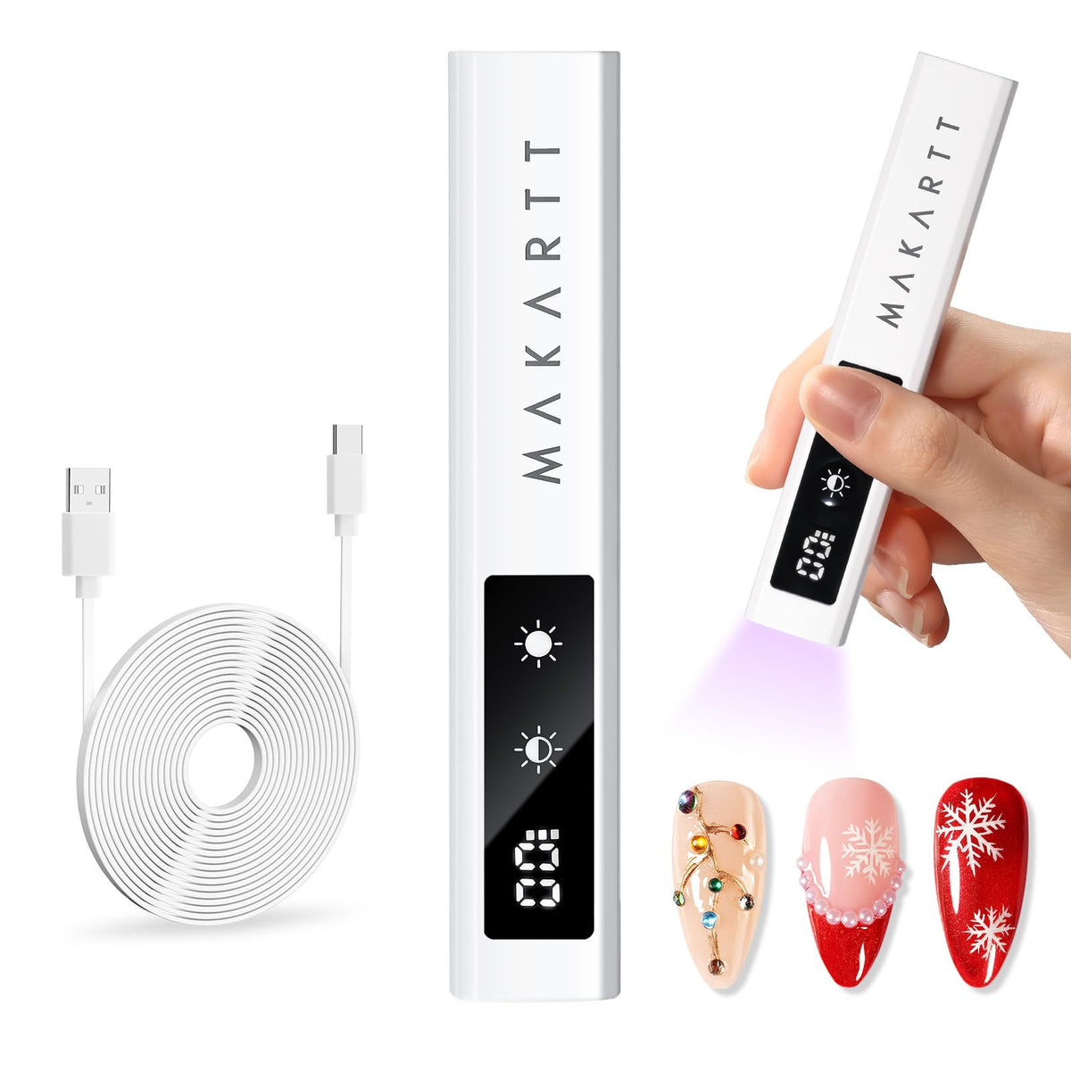 Makartt UV Nail Lamp front view highlighting compact, portable design