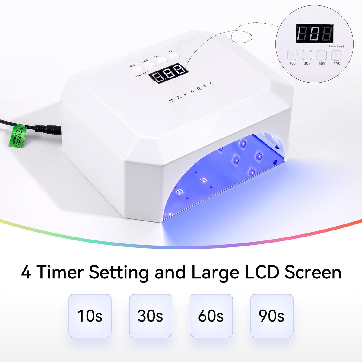 Makartt UV Nail Lamp interior with curing space supports five nails at once.