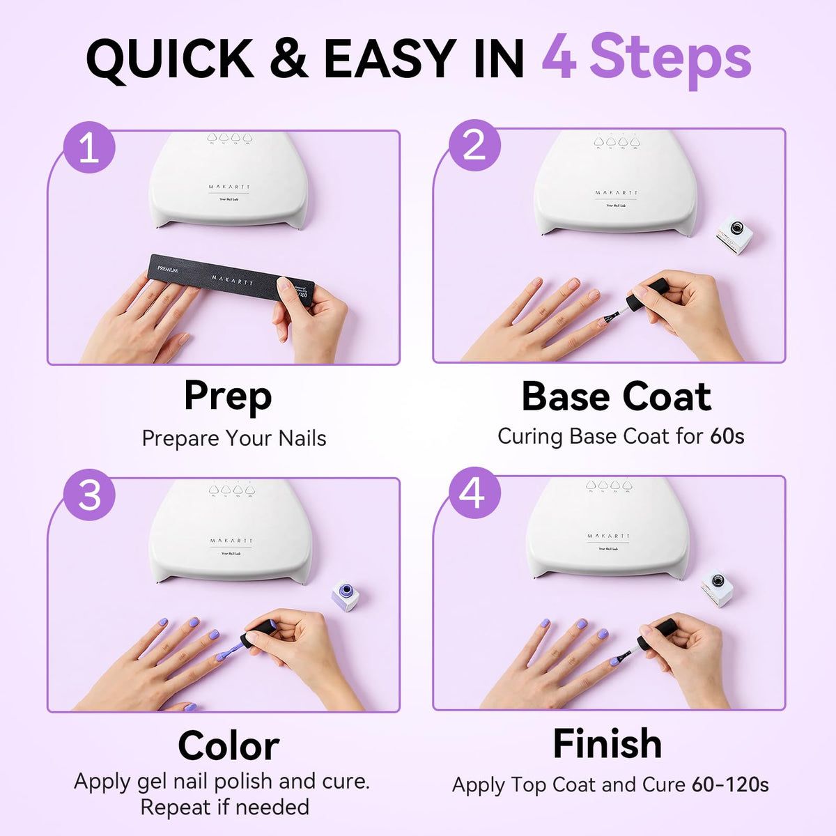 Makartt UV Nail Lamp timer settings for precise, customizable curing durations.