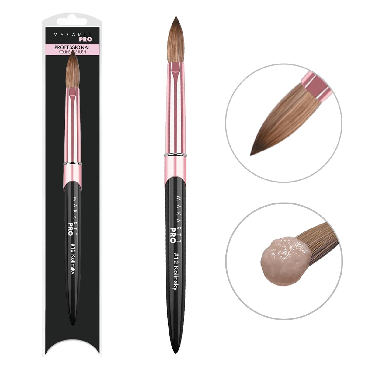 Durable MakarttPro Kolinsky bristles resist fraying for longevity