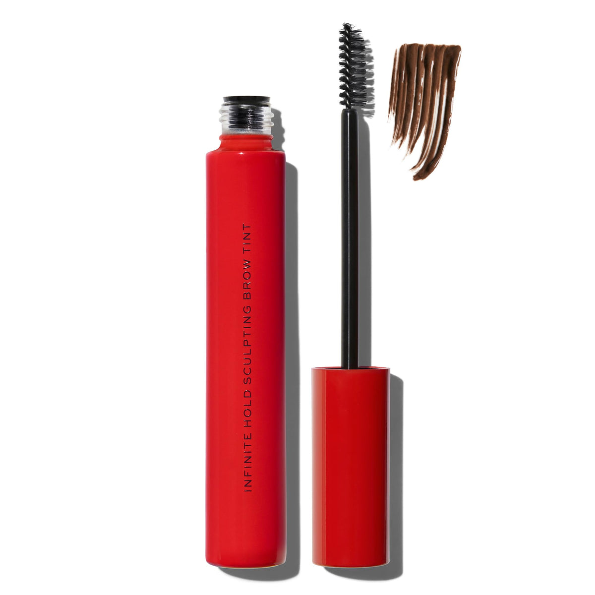 MAKE Beauty Infinite Hold Brow Tint brush closeup demonstrates precise application for defined brows.