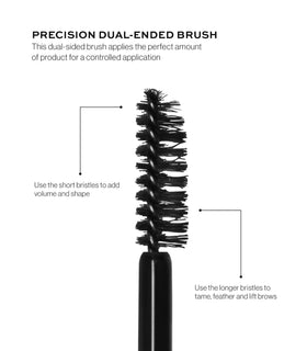 MAKE Beauty Infinite Hold Brow Tint dual-brush in-use image shows volume and tame.