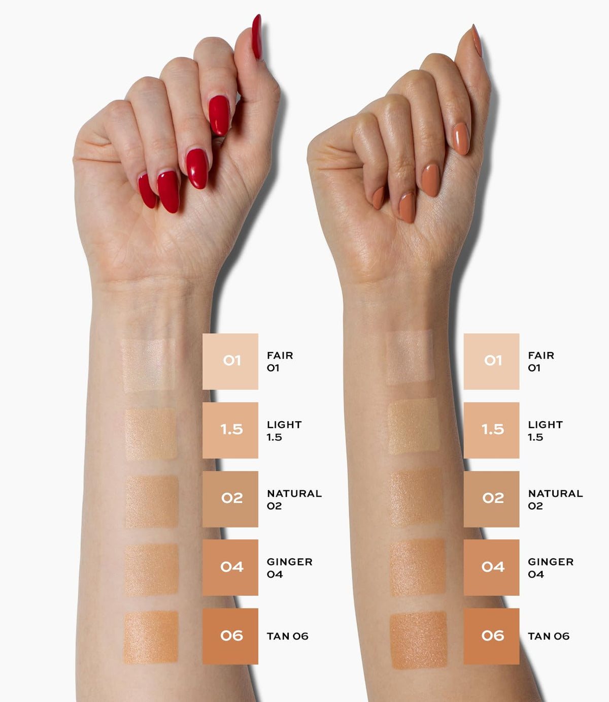 Make Beauty Skin Tint Diffusion Dew 01 Fair swirl on cheek demonstrates blendable coverage.