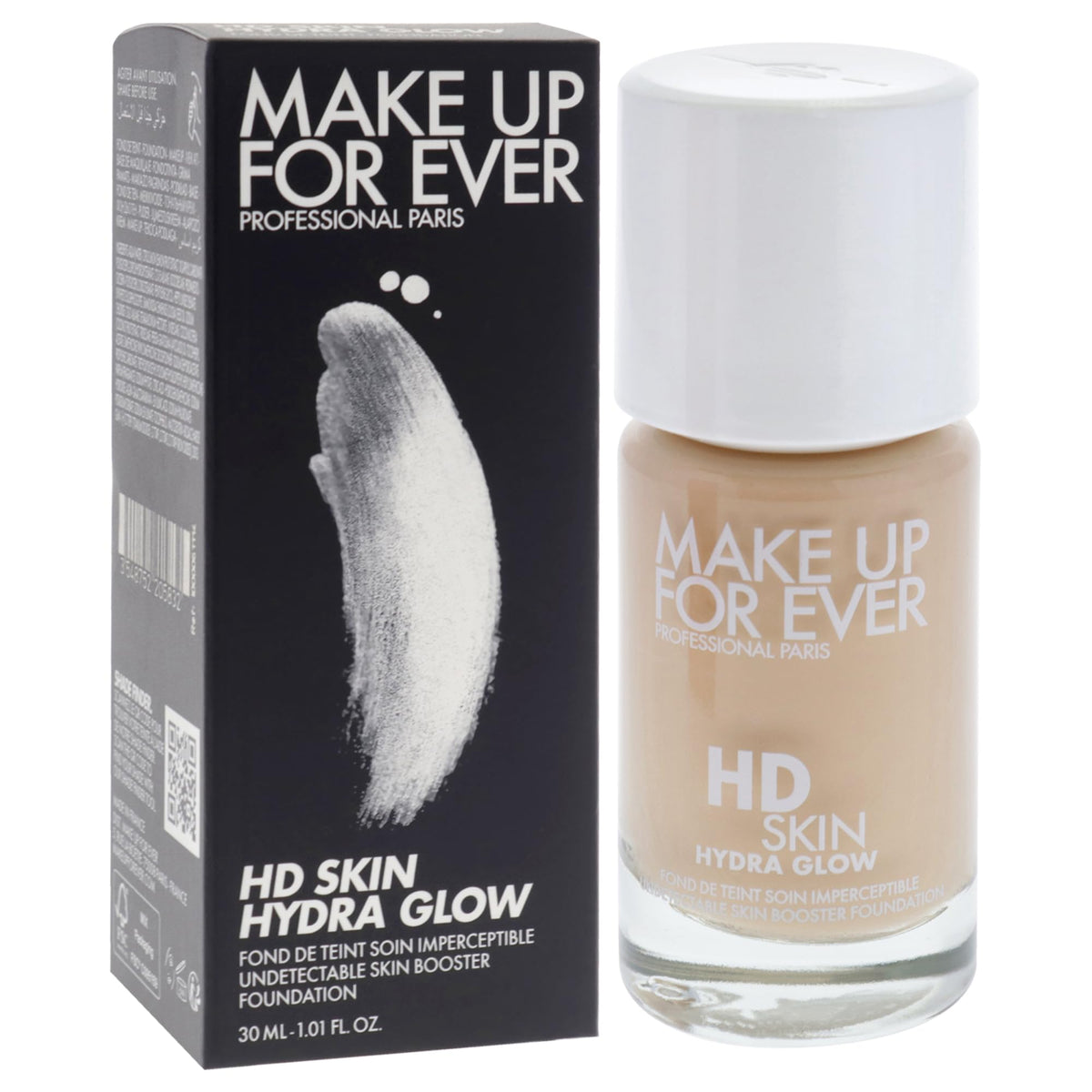 Make Up For Ever HD Skin Hydra Glow shade 1N14 beige swatches for natural look.