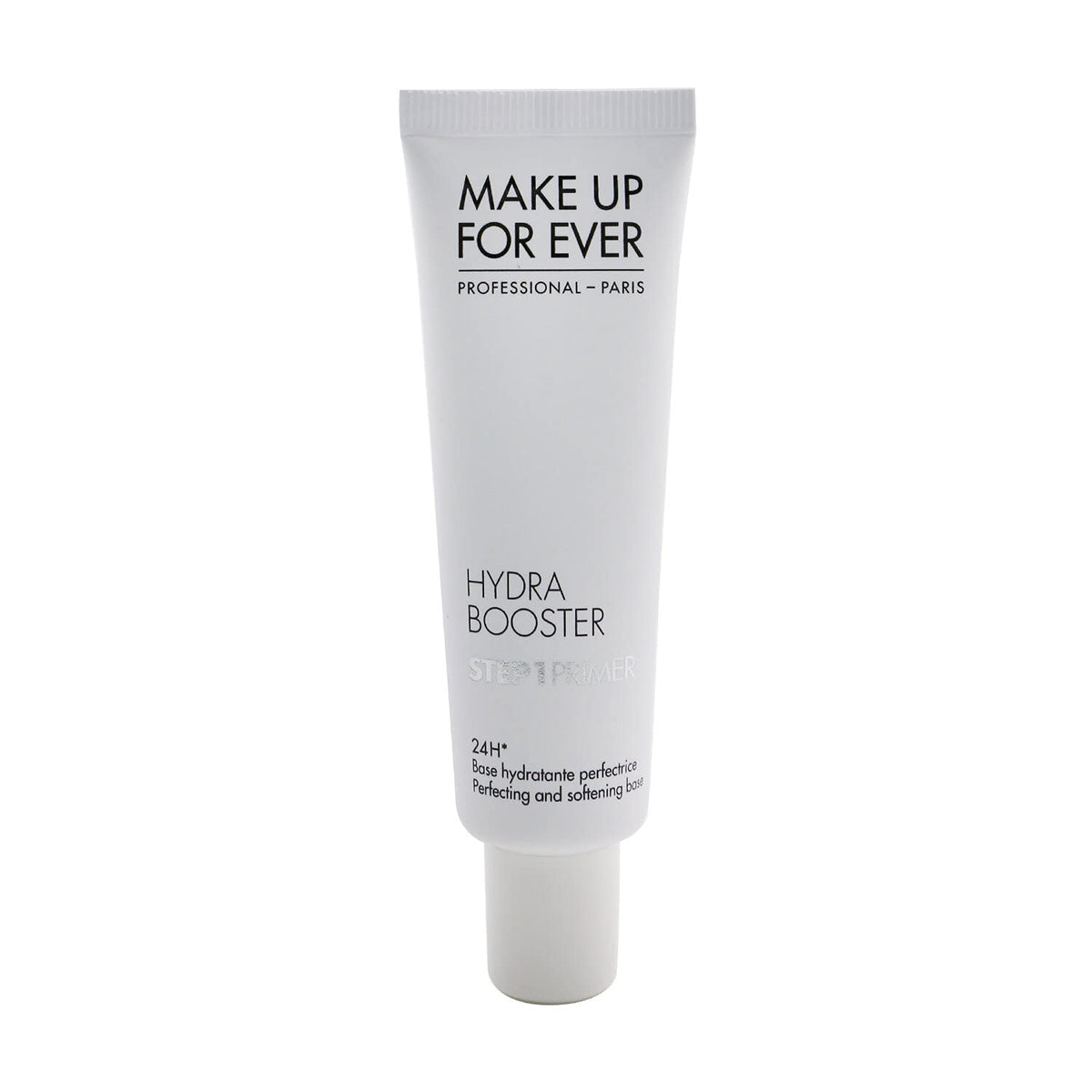 Make Up For Ever Hydra Booster Step 1 primer bottle delivers hydration and a radiant base.