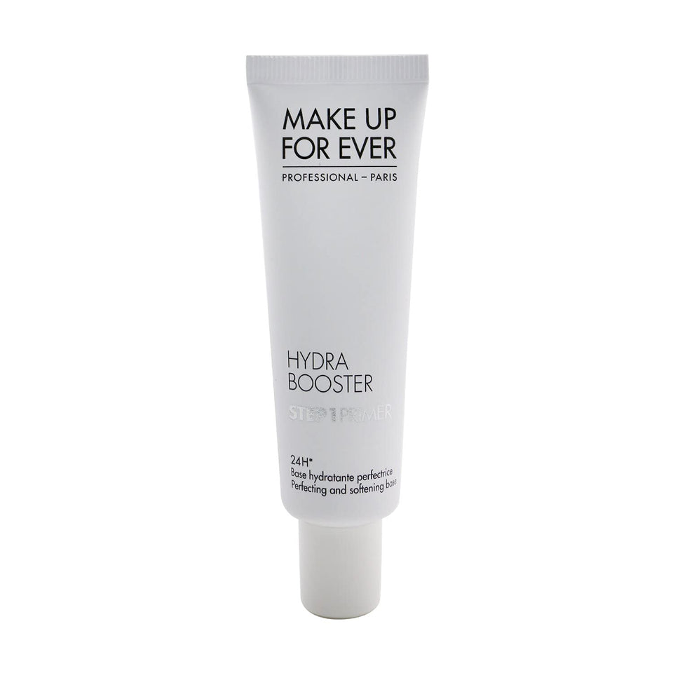 Make Up For Ever Hydra Booster Step 1 primer bottle delivers hydration and a radiant base.