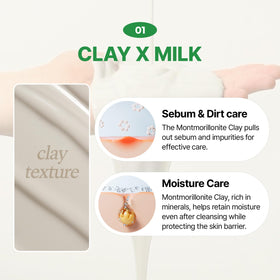MAKEP:REM PDRN Pore Clay Cleansing Milk pump-action view highlights easy, consistent application