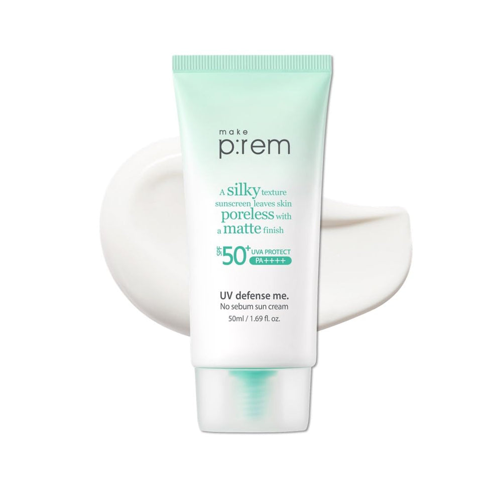 MakeP:REM UV Defence me No Sebum sunscreen bottle pour for easy application