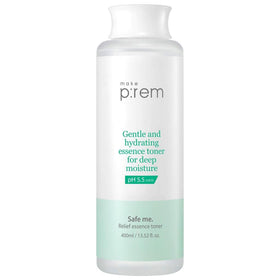 Make P:REM Safe Me. Relief Essence Toner applying with fingertips demonstrates easy daily use