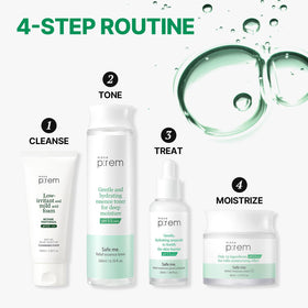 Make P:REM Safe Me. Relief Essence Toner bottle on dresser ready for daily ritual