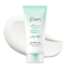 MAKEP:REM UV Defense Me bottle-application shows an even matte sunscreen layer