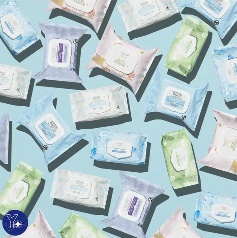 Two-pack display promotes budget-friendly skincare routine with 80 wipes each.