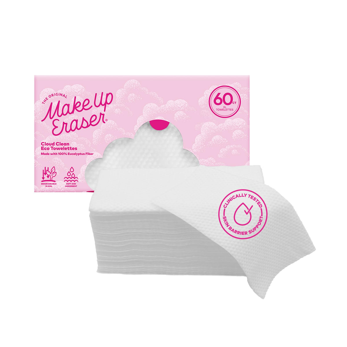 MakeUp Eraser Cloud Clean pack front for eco-friendly facial drying.