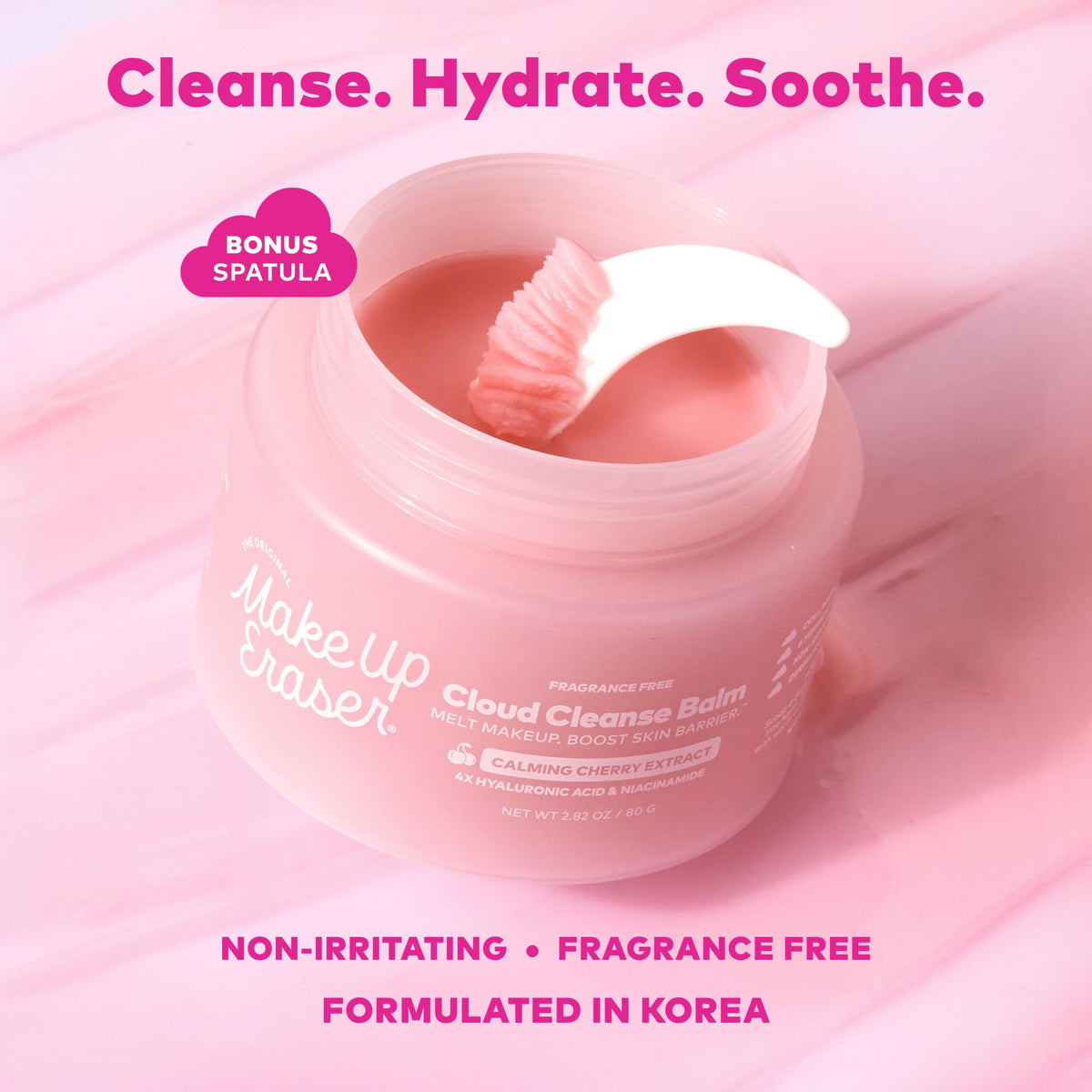 MakeUp Eraser Cloud Cleanse Balm fragrance-free formula shown for sensitive skin.