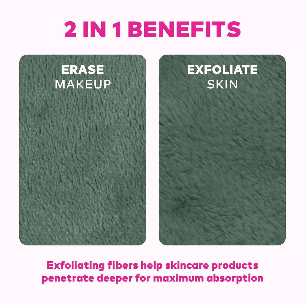 MakeUp Eraser exfoliation side close-up demonstrates gentle skin smoothing