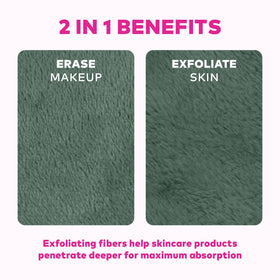MakeUp Eraser exfoliation side close-up demonstrates gentle skin smoothing
