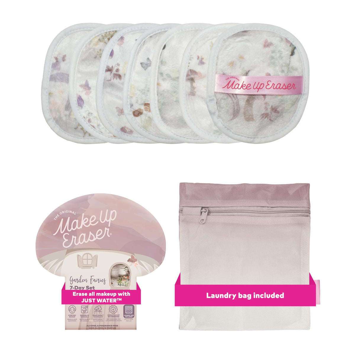MakeUp Eraser Garden Fairies 7-Day Set packaging highlights an eco-friendly makeup remover kit