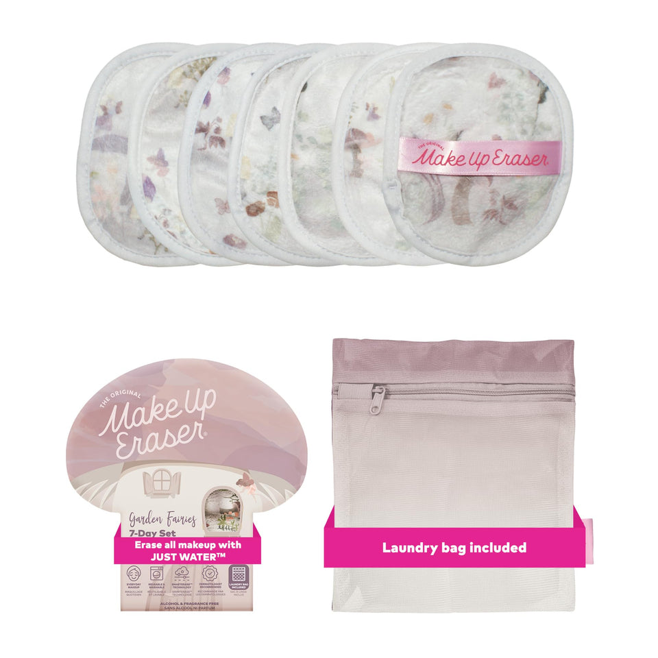 MakeUp Eraser Garden Fairies 7-Day Set packaging highlights an eco-friendly makeup remover kit