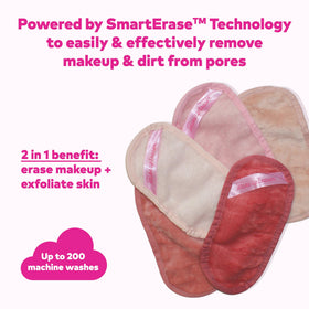 MakeUp Eraser Mini PRO 5pk shows soft cloud-soft fibers lifting makeup.