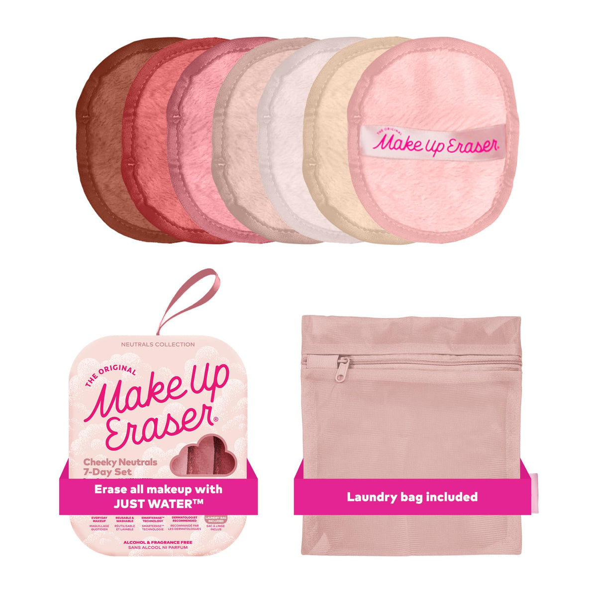 MakeUp Eraser Original 7-Day Set packfront: gentle, water-only removal for all skin types.